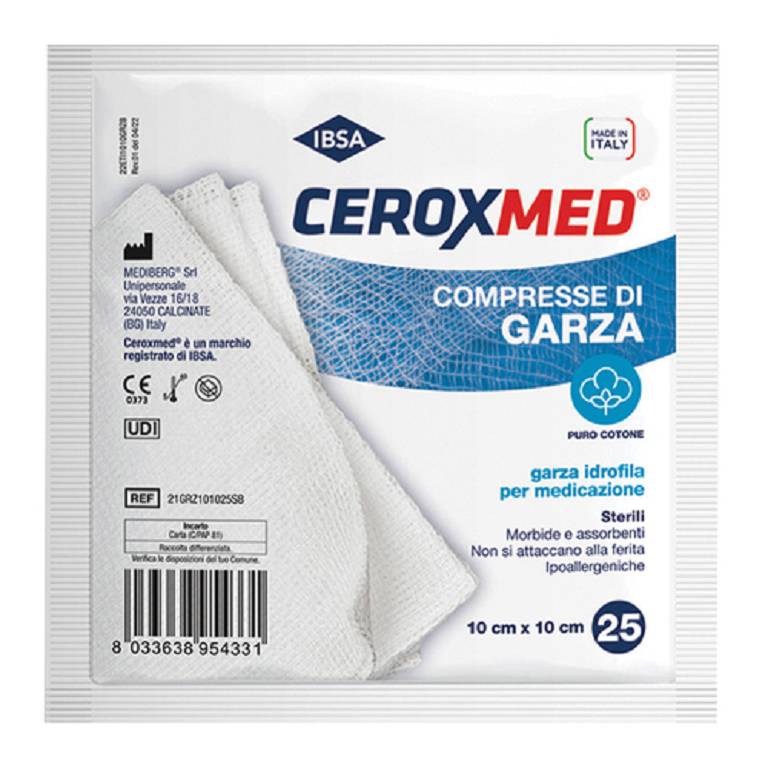 GARZA CEROXMED 10X10CM COT 25P